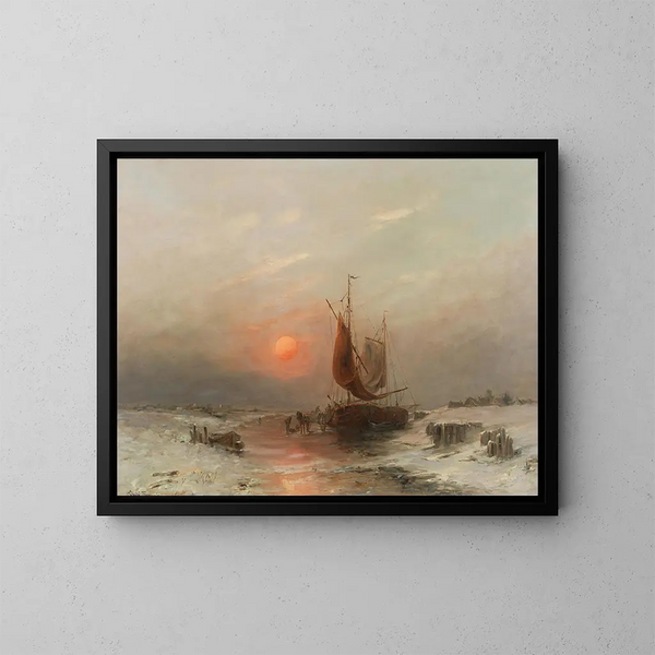 Pescatori che rientrano al tramonto - Désiré Thomassin — quadro incorniciato alla parete