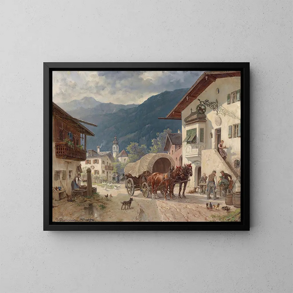 Repos devant l'auberge - Désiré Thomassin — quadro incorniciato alla parete