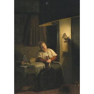 Dutch School - Seated Lady In An Interior By Candlelight.webp