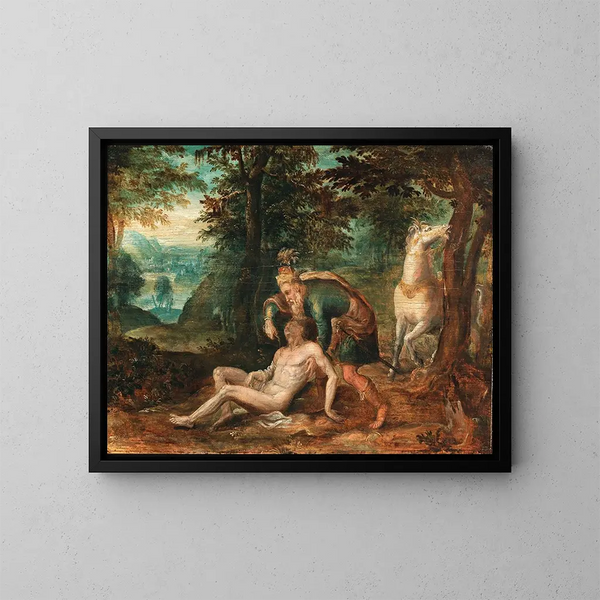 Il Buon Samaritano - Scuola Olandese — quadro incorniciato alla parete