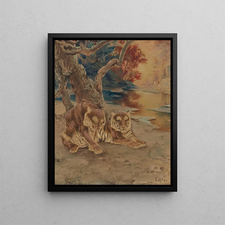 E Baily Hilda - A Pair Of Tigers Resting Under A Tree.webp