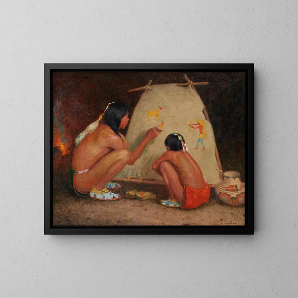 Pittore indiano - Eanger Irving Couse — quadro incorniciato alla parete