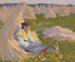 Fille de paysan assise sur des meules de grain - Eanger Irving Couse — vista dell’opera