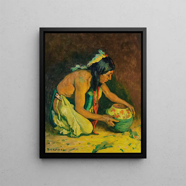 Il vasaio - Eanger Irving Couse — quadro incorniciato alla parete