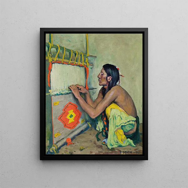 Il tessitore - Eanger Irving Couse — quadro incorniciato alla parete