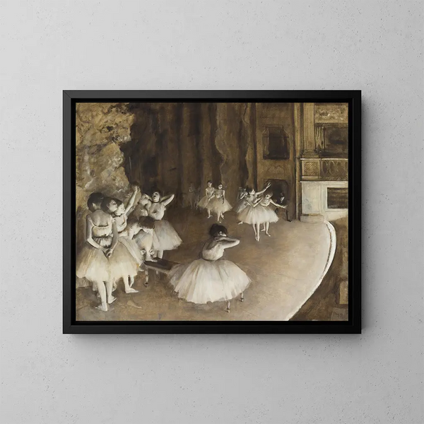 Ripetizione di balletto sul palco - Edgar Degas — quadro incorniciato alla parete