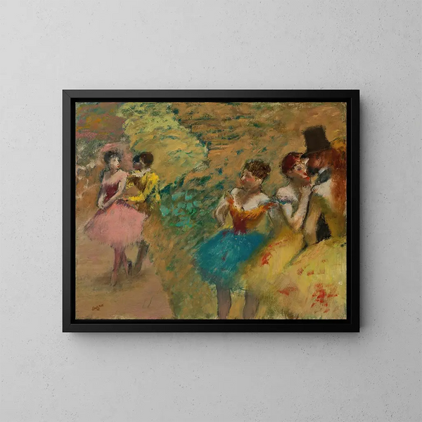 Ballerine dietro le quinte dell'opera - Edgar Degas — quadro incorniciato alla parete
