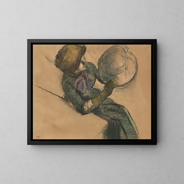Donna con un cappello - Edgar Degas — quadro incorniciato alla parete