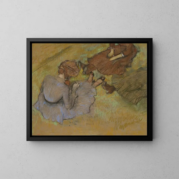Donne sedute sull'erba - Edgar Degas — quadro incorniciato alla parete