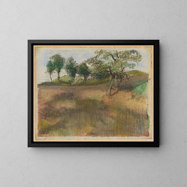 Champ labouré bordé d'arbres - Edgar Degas — quadro incorniciato alla parete