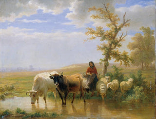 Edmond JeanBaptiste Tschaggeny - Khe und Schafe.webp