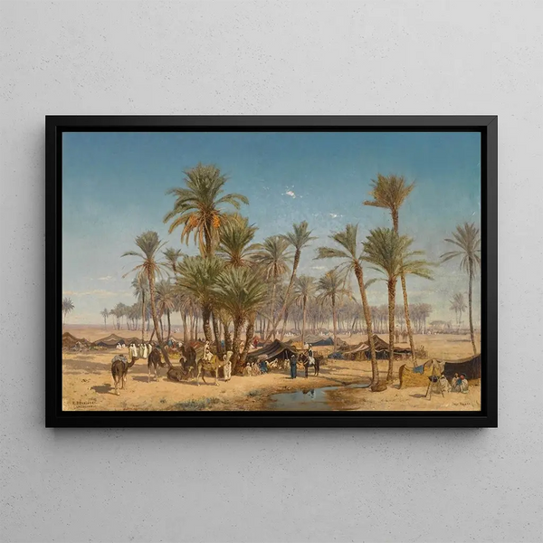 L'Oasi di Biskra - Edmund Berninger — quadro incorniciato alla parete
