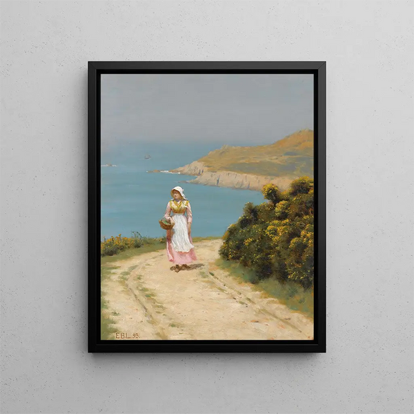 Fille sur un sentier côtier - Edmund Blair Leighton — quadro incorniciato alla parete