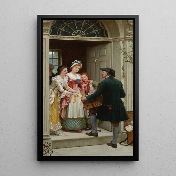 Nastri e pizzi per visi molto belli - Edmund Blair Leighton — quadro incorniciato alla parete