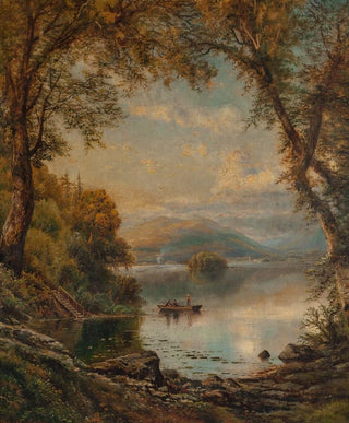 Edmund Darch Lewis - Lake Landscape with Fishermen.webp