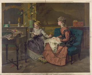 Edmund Foerster  Co - Two girls one reading one sewing.webp