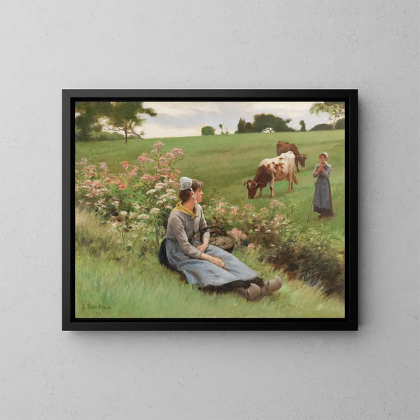 Repos dans le champ - Édouard Bernard Debat-Ponsan — quadro incorniciato alla parete