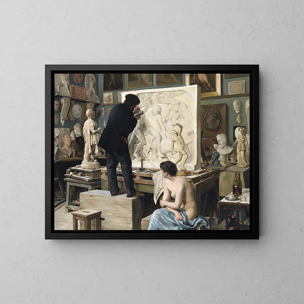 L'atelier de mon père - Édouard Dantan — quadro incorniciato alla parete