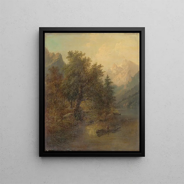 Eduard Boehm - Alpine Landscape with a Boat.webp