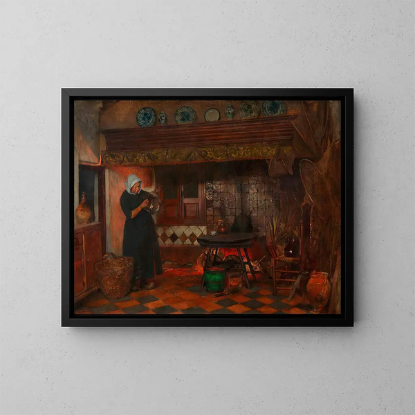 Interno di cucina olandese - Eduard Charlemont — quadro incorniciato alla parete
