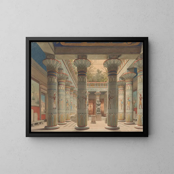 La corte del tempio egiziano al Neues Museum di Berlino - Eduard Gaertner — quadro incorniciato alla parete