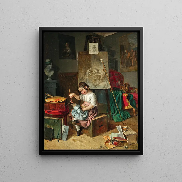 Il giovane artista nell'atelier - Eduard Ritter — quadro incorniciato alla parete