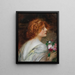Vista posteriore di una giovane donna di profilo con un mazzo di rose tra le mani - Eduard Veith — quadro incorniciato alla parete