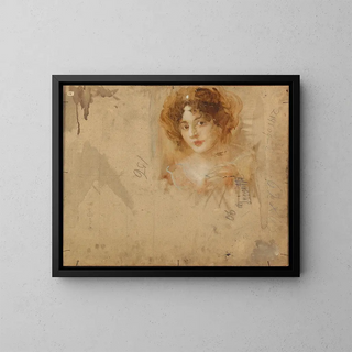 Eduard Veith - Dame mit Hut in gelbem Kleid.webp
