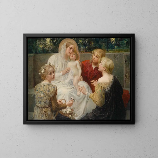 Madonna circondata da bambini - Eduard Veith — quadro incorniciato alla parete