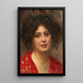 Ritratto di una giovane donna in abito rosso - Eduard Veith — quadro incorniciato alla parete
