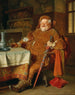 Falstaff con una spada, brocca da vino e bicchiere - Eduard von Grützner — vista dell’opera