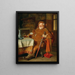 Falstaff con una spada, brocca da vino e bicchiere - Eduard von Grützner — quadro incorniciato alla parete