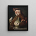 Falstaff a tavola con una brocca di vino e una tazza in stagno - Eduard von Grützner — quadro incorniciato alla parete