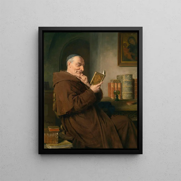 Eduard von Grtzner - Lesender Mnch mit Weinglas.webp