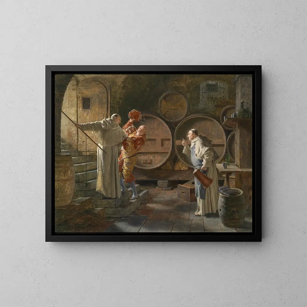 Dopo una sessione intensa - Eduard von Grützner — quadro incorniciato alla parete