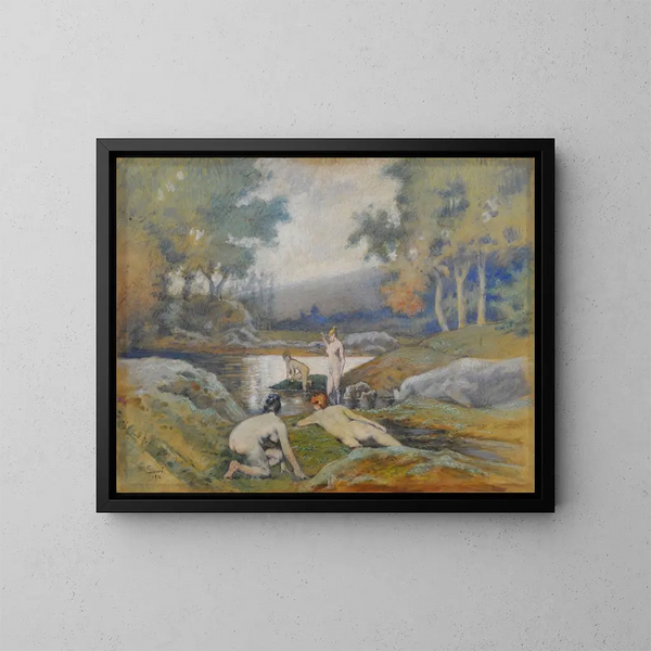 Donne che si bagnano - Eduardo Sivori — quadro incorniciato alla parete