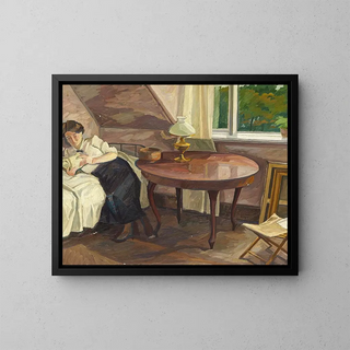 Edvard Weie - Interir med lsende kvinde.webp