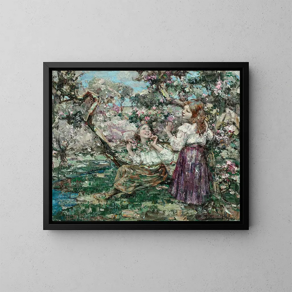 Filles parmi les fleurs - Edward Atkinson Hornel — quadro incorniciato alla parete