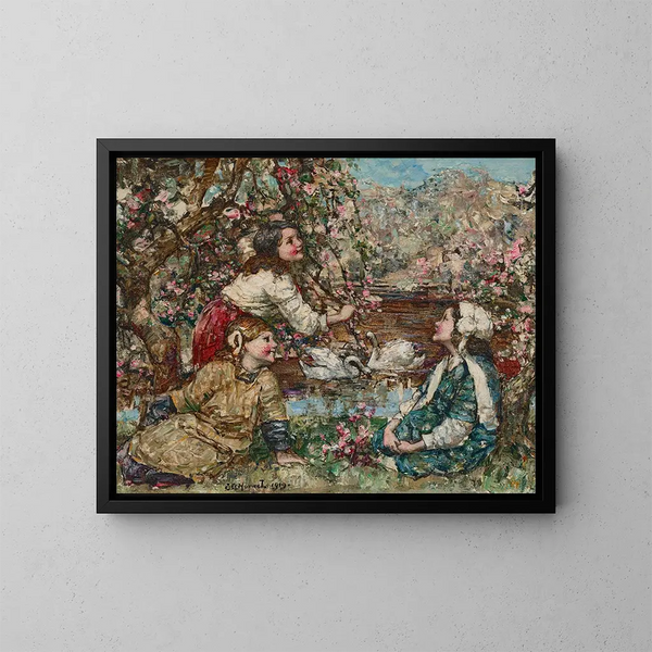 Fleuraison printanière - Edward Atkinson Hornel — quadro incorniciato alla parete