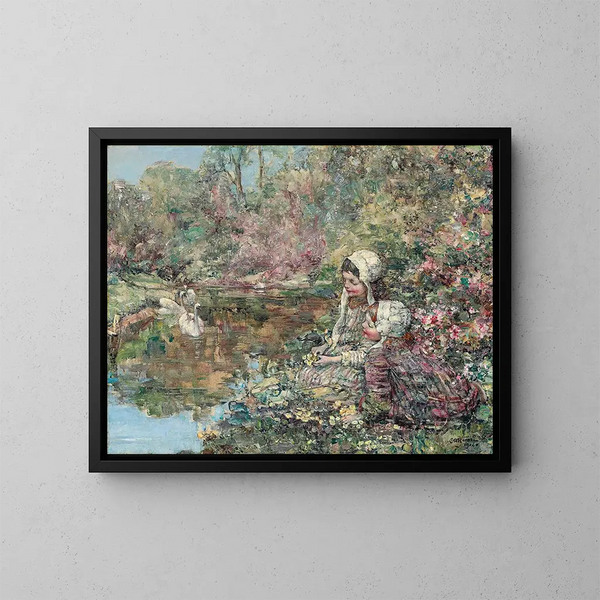 I boschi del lago - Edward Atkinson Hornel — quadro incorniciato alla parete