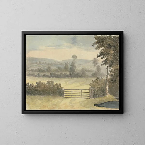 Paesaggio con portale di pascolo - Edward Francis Burney — quadro incorniciato alla parete