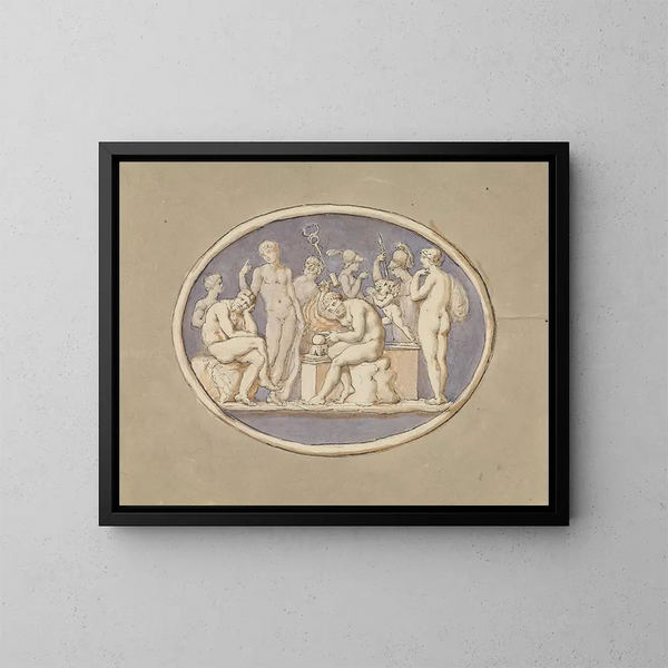 Vulcain e gli dei e dee - Edward Francis Burney — quadro incorniciato alla parete