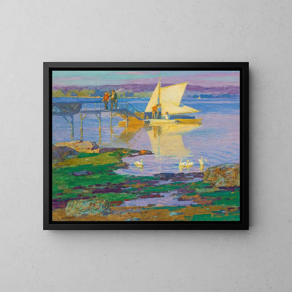 Bateau au quai - Edward Henry Potthast — quadro incorniciato alla parete