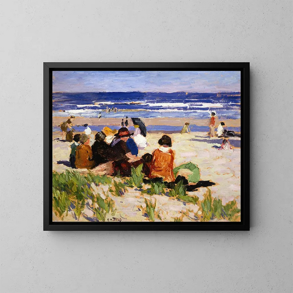 sulla spiaggia a Ogunquit, Maine - Edward Henry Potthast — quadro incorniciato alla parete