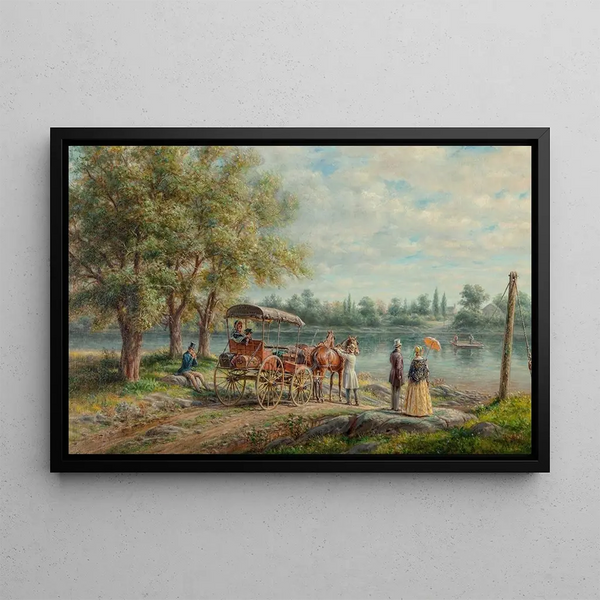 In attesa del traghetto - Edward Lamson Henry — quadro incorniciato alla parete