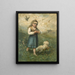 Bambino con uccelli e un cane - Edward Mitchell Bannister — quadro incorniciato alla parete