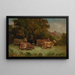 Senza titolo cinque mucche in un pascolo tetto sullo sfondo - Edward Mitchell Bannister — quadro incorniciato alla parete