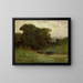 Scène di foresta senza titolo con un ponte e mucche nel ruscello in primo piano - Edward Mitchell Bannister — quadro incorniciato alla parete