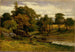 senza titolo: paesaggio con barca ormeggiata vicino a un ruscello, uomo che cammina in primo piano - Edward Mitchell Bannister — vista dell’opera