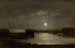 senza titolo scena del porto alla luce della luna con luna piena e alberi delle barche - Edward Mitchell Bannister — vista dell’opera